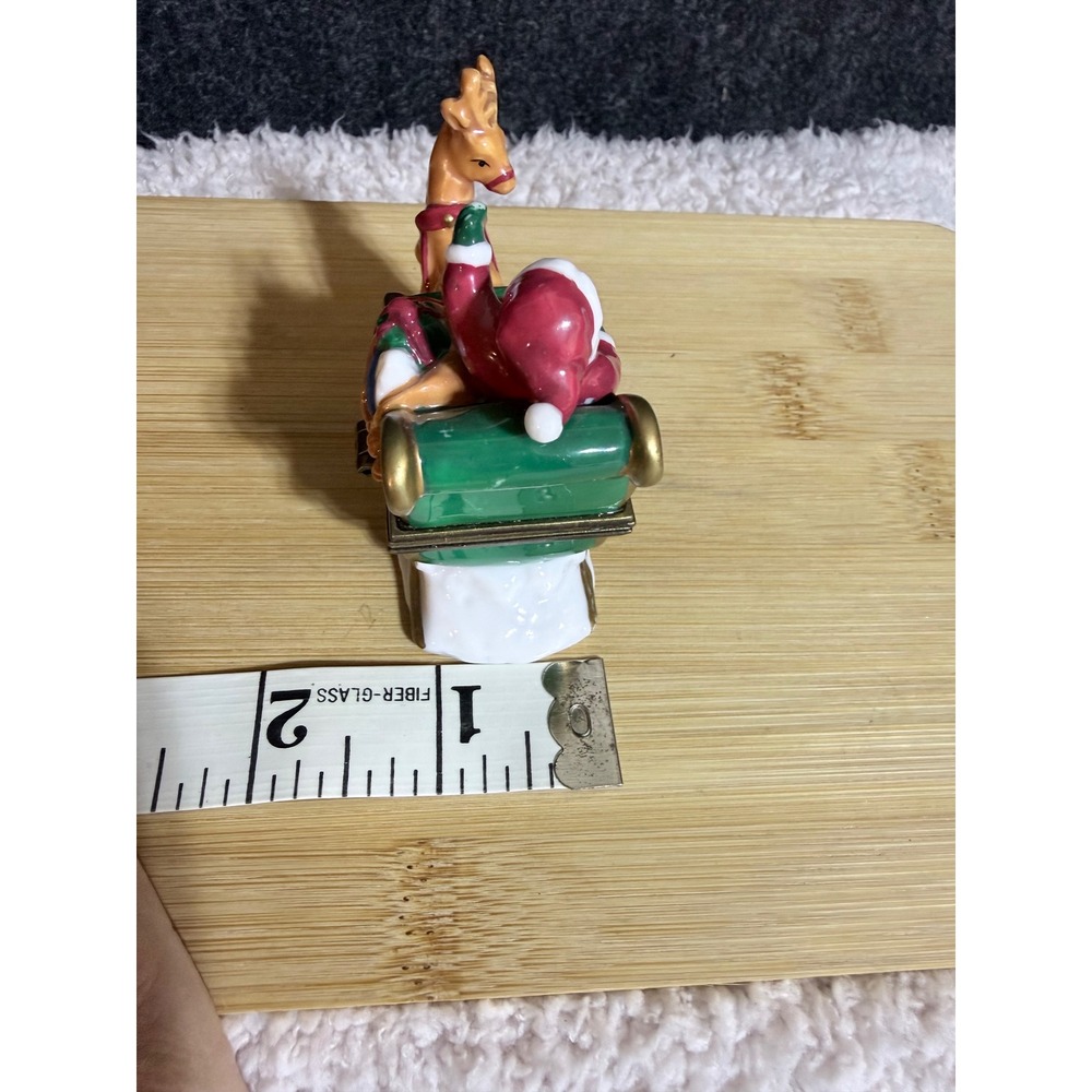 Midwest of Cannon Falls Santa Sleigh Reindeer Porcelain Hinged Trinket Box Bear - Picture 9 of 9